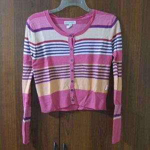 Aeropostale pink & orange stripe cardigan size M